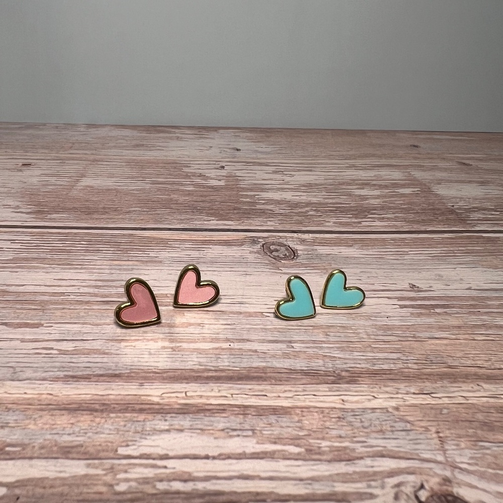 Enamel Heart Shaped Earrings